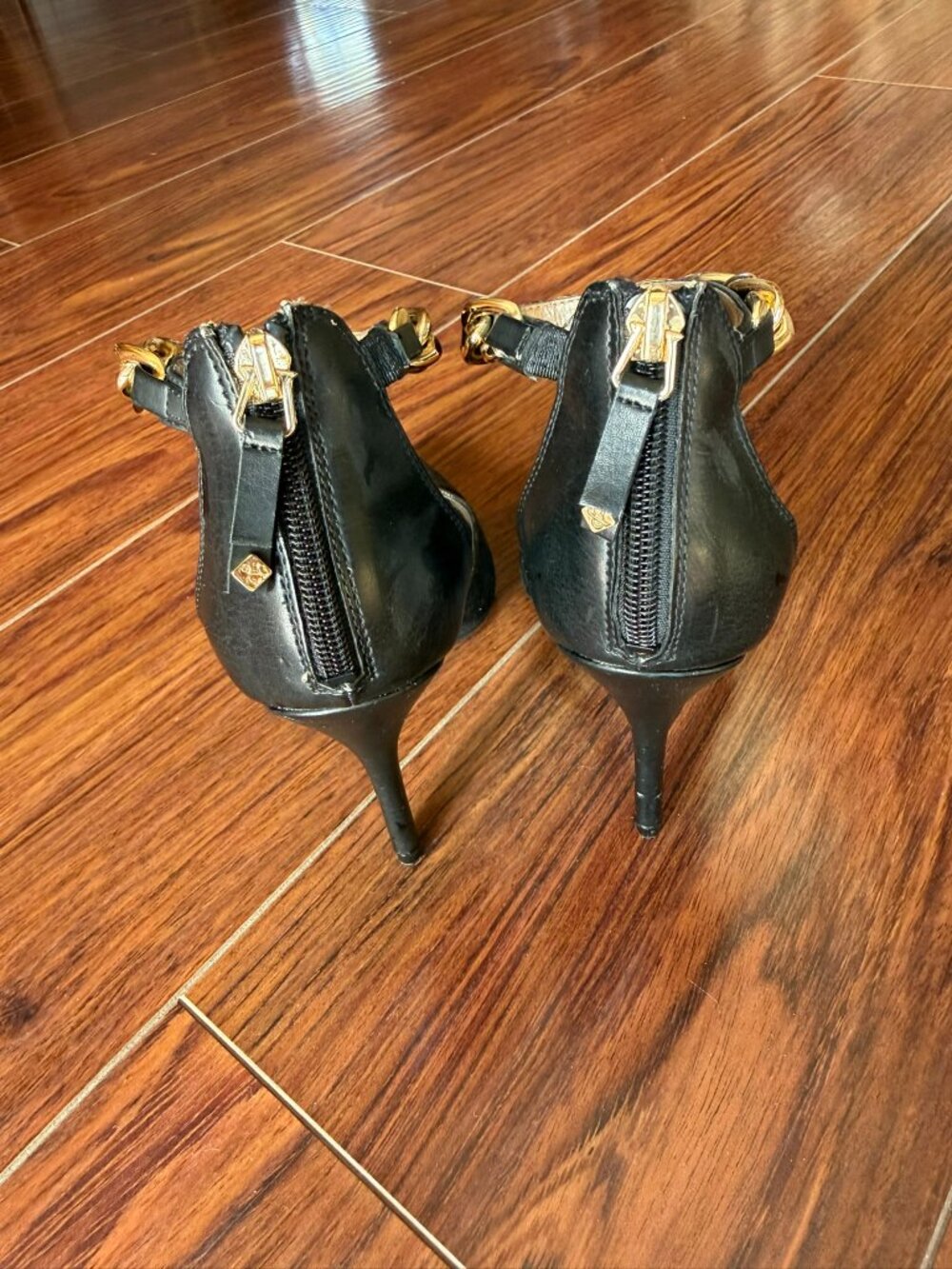 Sam Edelman Black Ankle-Strap Pointed-Toe Heels, Size 8 - Picture 3 of 4